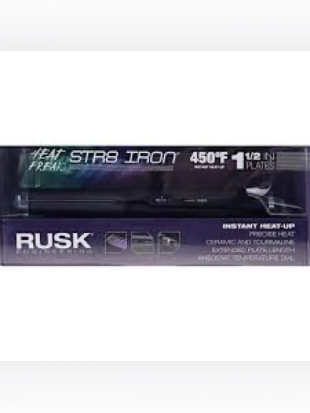 BRAND NEW Rusk Heat Freak Professional Str8 Ceramic Tourmaline Flat Iron, 1.5